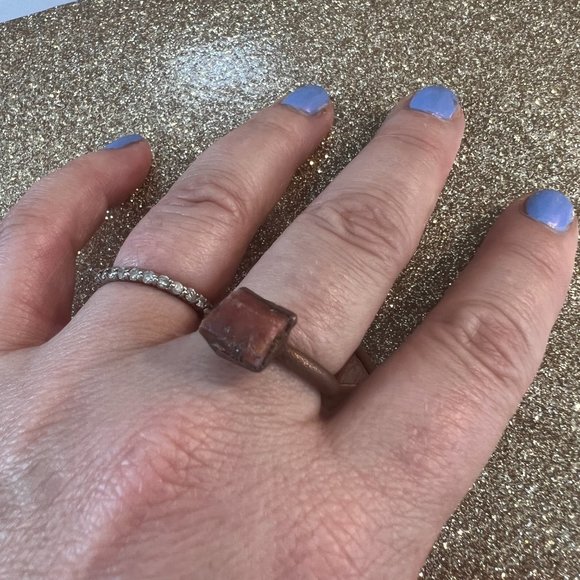 Genuine Solitaire Raw / Natural Ruby Copper Ring Size 7 - Picture 2 of 9